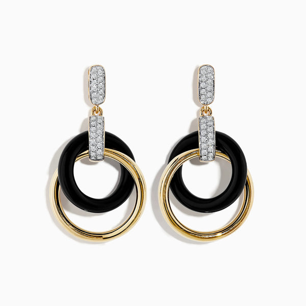 14K YG 3.75TW ONYX EARRINGS