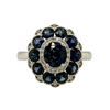 Esate Platinum 1.05ct Oval Sapphire Center 1.13ctw Sapphire Halo .12ctw DIamond Ring