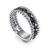 Sterling Silver Black Spinel Bujukan Easy Stackable Ladies Ring
