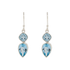 Sterling Silver Pear Shape & Cushion Blue Topaz Dangle Earrings