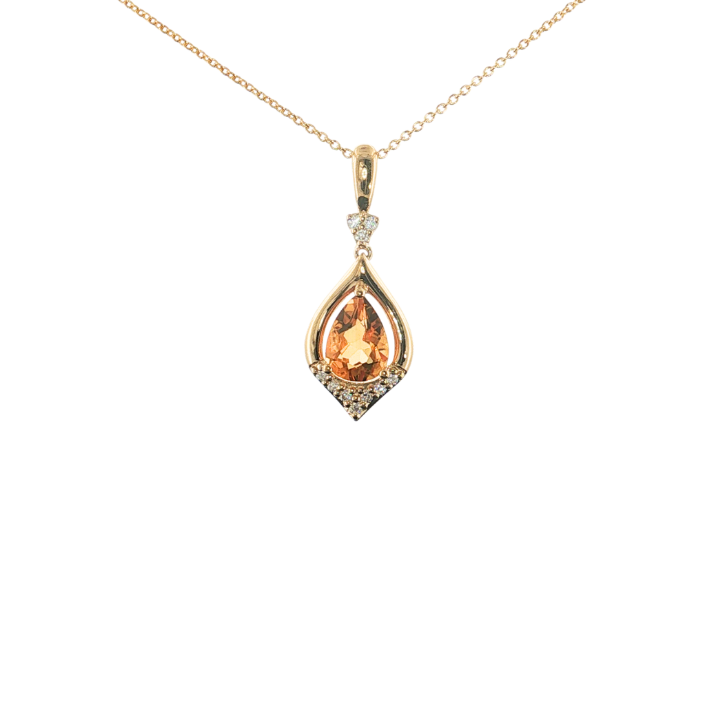 14kt Yellow Gold .68ct Citrine .06ctw Diamond Necklace