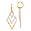 14K Tri-Tone Diamond Shape Dangle Earrings