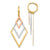 14K Tri-Tone Diamond Shape Dangle Earrings