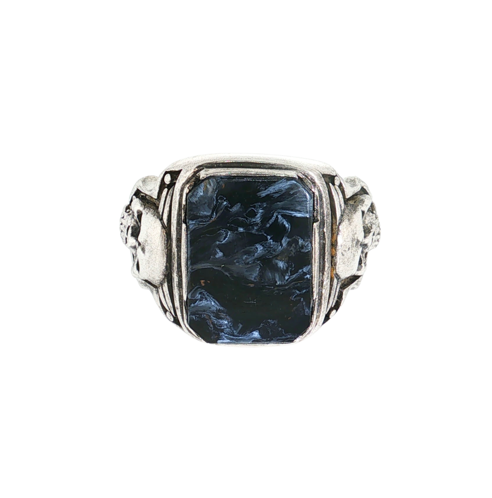 Estate Blue Pietersite Skull Ring