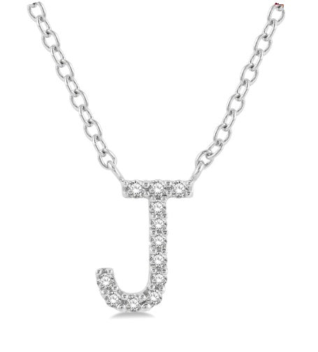 10K White Gold Necklace J Pendant