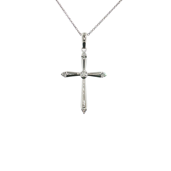14kt White Gold .09ctw Diamond Cross Necklace