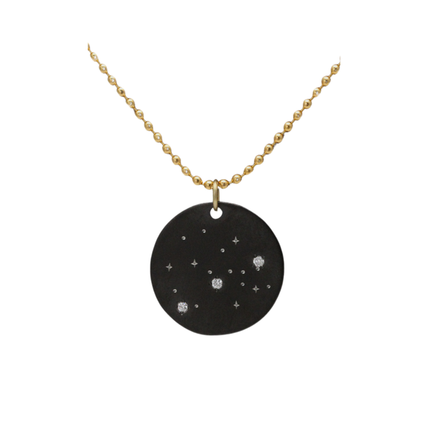 Zirconium Sagattarius Zodiac Lab Grown Diamond Disc Necklace with Gold Filled Chain