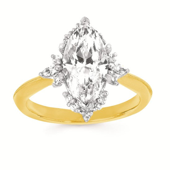 14kt Yellow Gold .24ctw G-H SI1/SI1 Marq Semi Mounting