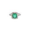 Estate Platinum 1.05 Emerald .75ctw Diamond Ring