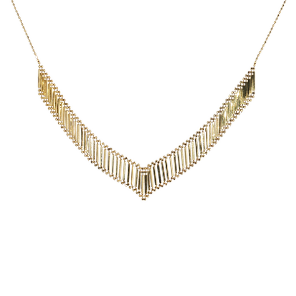 10KY MESH LIQUID GOLD V NECKLACE ADJ