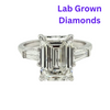 14K White Gold 4ct Lab Grown Emerald Cut Diamond Ring