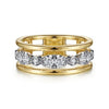 14kt Two Toned .51ctw G-H SI Three Row Open Ring SZ 6.5