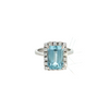 Estate Platinum 3.12ct EC Aquamarine .45ctw Diamond Halo Ring
