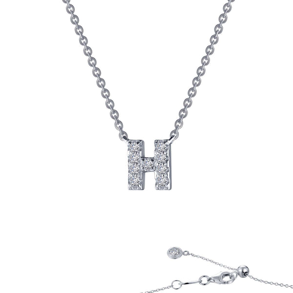 Sterling Silver Initial "H" Block Letter Initial Necklace