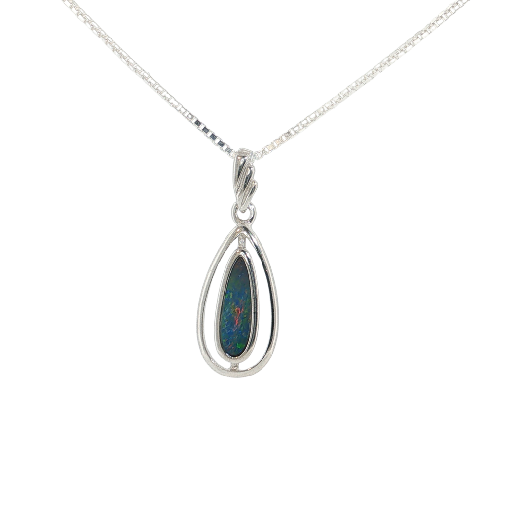 STERLING OPAL DOUBLET PENDANT .9MM BOX 20"