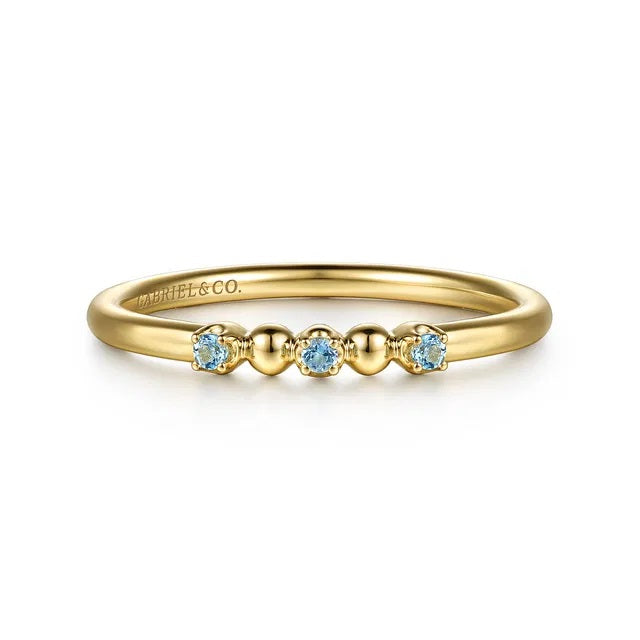 Bujukan 14kt Yellow Gold Ball .06ctw Swiss Blue Topaz Ring SZ 6.5 S2334715