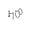 14K White Gold Double Huggie Diamond Earrings.