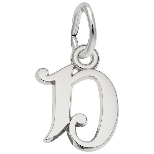 Sterling Silver Initial D Curly Charm