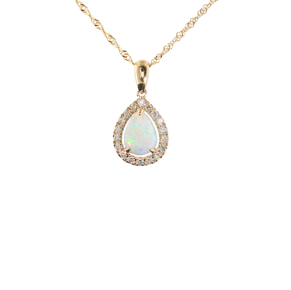 14K YG .70CT OPAL .21CTW DIA LESLIES 1MM SINGAPORE 18"