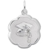 Sterling Silver Graduation Cap Scalloped Disc Charm