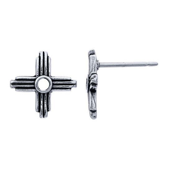 Sterling Silver Zia Symbol Post Earrings.