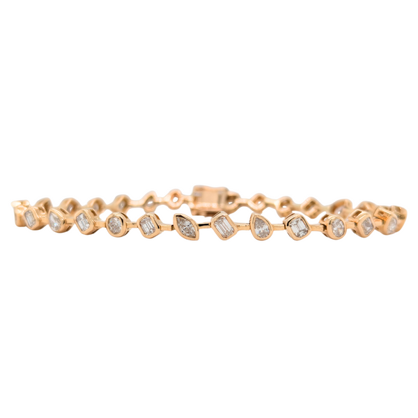 18K Yellow Gold Multi-Shape Diamond Bracelet 3.80CTW