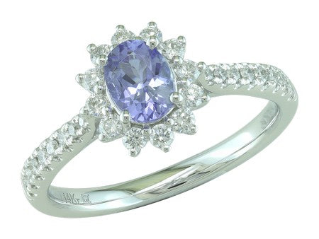 14K WG .66CT OVAL TANZANITE .3
