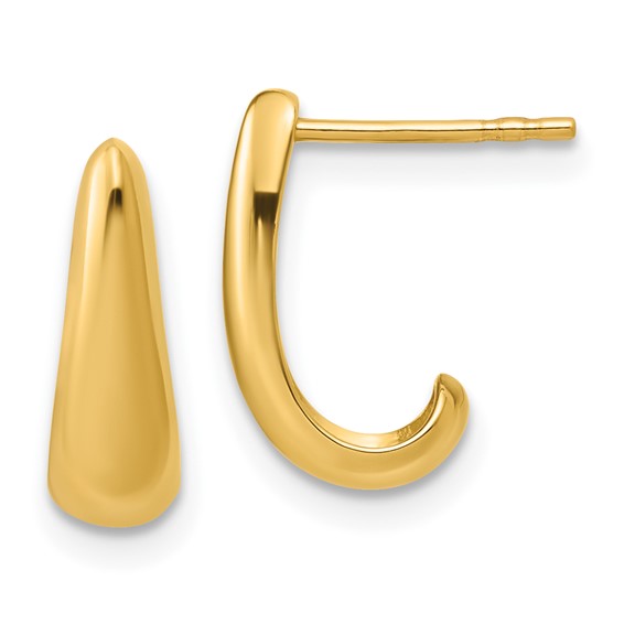 14K Yellow Gold J Hoop Post Earrings
