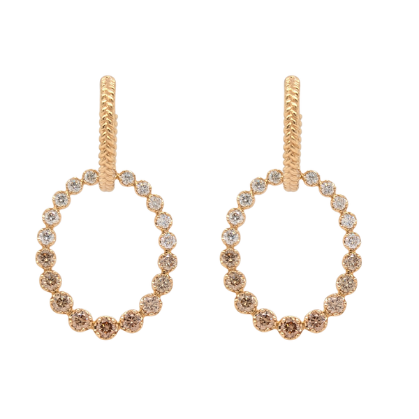 EMBERLIGHT 14K YG 2.01CTW WHT/BRN OVAL EARRINGS
