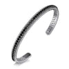 Sterling Silver Black Spinel Bujukan Bead Cuff Bracelet.