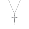 Sterling Sliver .01ctw Diamond Cross Necklace 17.5in.