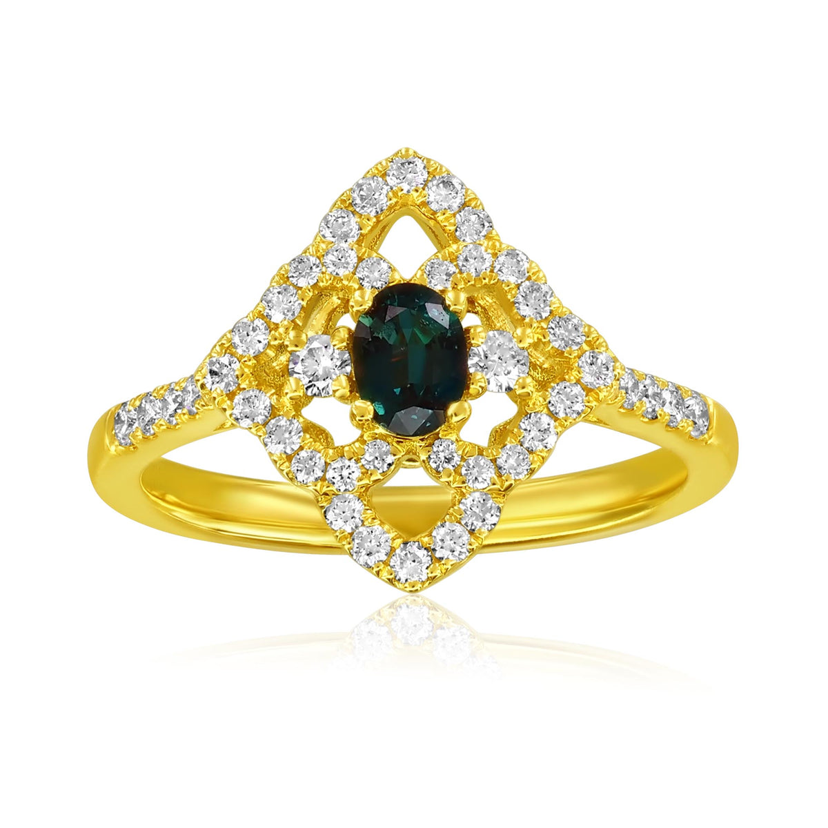 18kt Yellow Gold .30ct Brazil Alexandrite .37ctw Diamond Ring W/Report