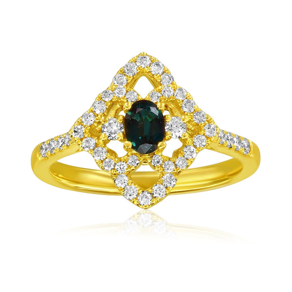 18kt Yellow Gold .30ct Brazil Alexandrite .37ctw Diamond Ring W/Report