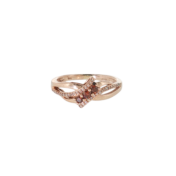 10KR ENHANCED BROWN/ WHITE DIA RING