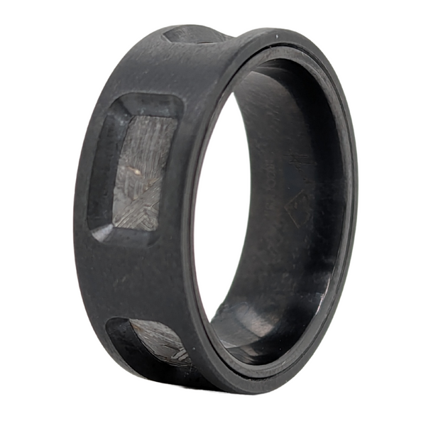 Men's Zirconium Cutout with Meteorite Band - Size 10