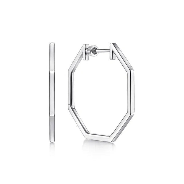Sterling Sliver Geometric Classic Hoops size 30 S2301687
