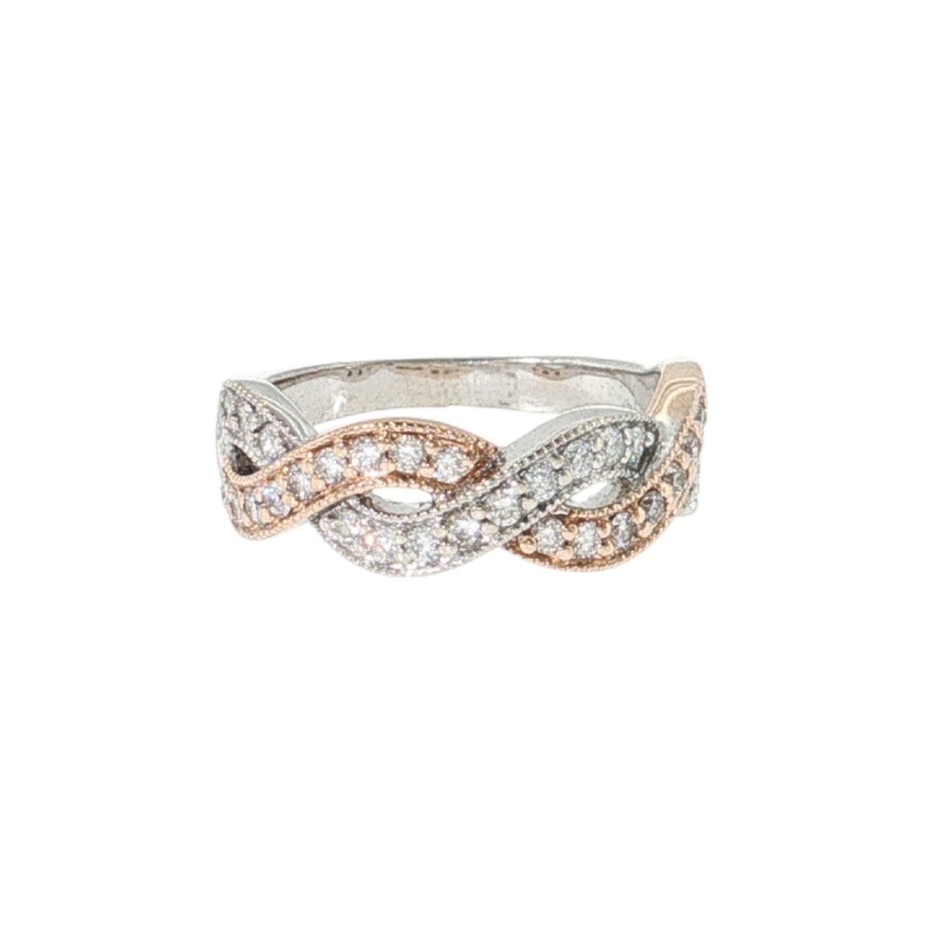 Estate 14kt Two Toned Diamond Twist Band