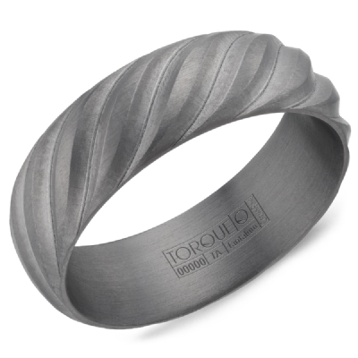 Men's Tantalum 7MM Diagonal Design Frosted Finish Ring Size 10