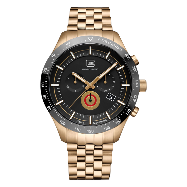 GLOCK GW-35-2-22 Coyote Chronograph Watch with Metal Band and Bullet Accent