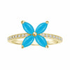 18K Yellow Gold Turquoise Flower Ring