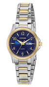 Citizen Quartz Two Tone Blue Dial Watch EQ0595-55L.