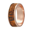 14K Rose Gold Burlwood Inlay Ring - Size 10