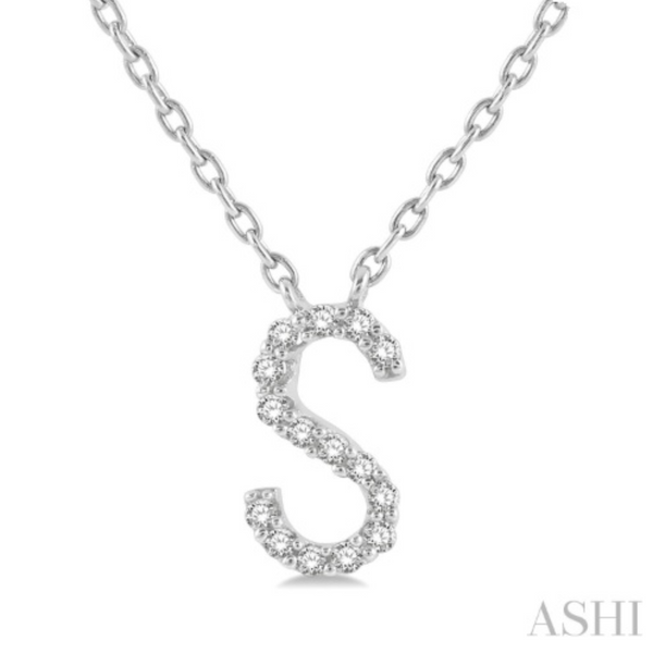 10K Gold "S" Diamond Initial Necklace.