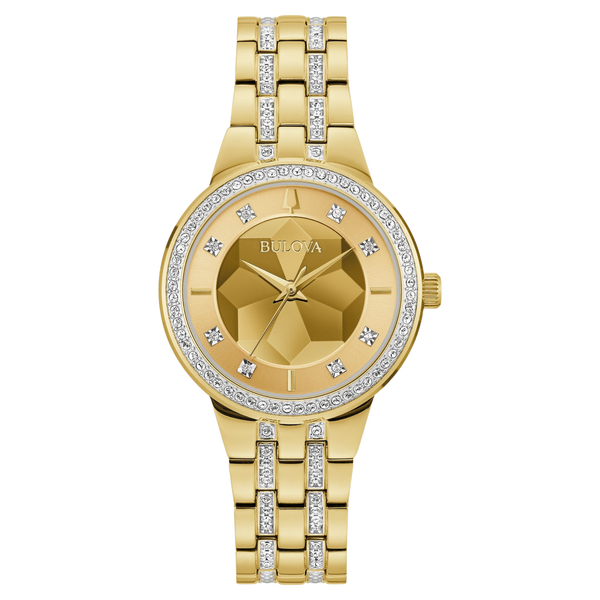 Bulova Goldtone Phantom Watch with Crystal Accents 97L176