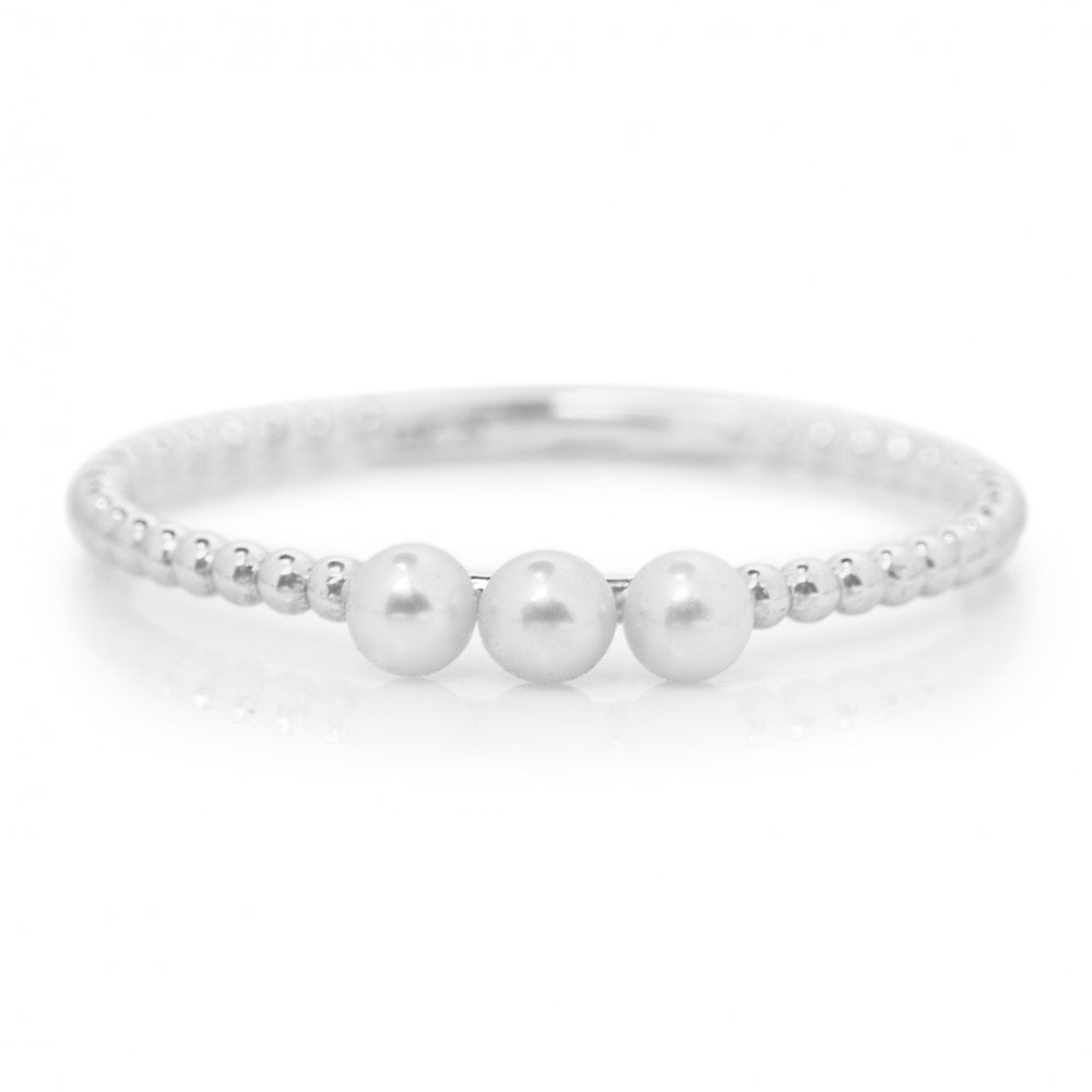 14K White Gold Trio of Pearls Ring