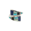 S/S MULTI INLAY BYPASS RING