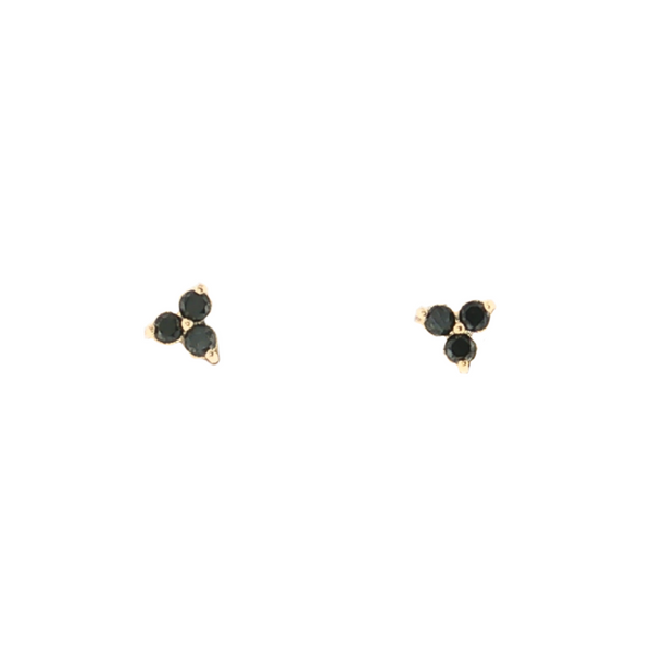 14kt Yellow Gold .22ctw Black Diamond Cluster Studs