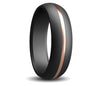 Men's Crushed Black Diamond Domed Ring with 14K Rose Gold Inlay - Size 10