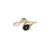 14kt Yellow Gold .59ct Pear Sapphire .12ct Diamond Wavy Ring