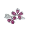 18K White Gold 1.66CTW Rhodolite Flower Ring
